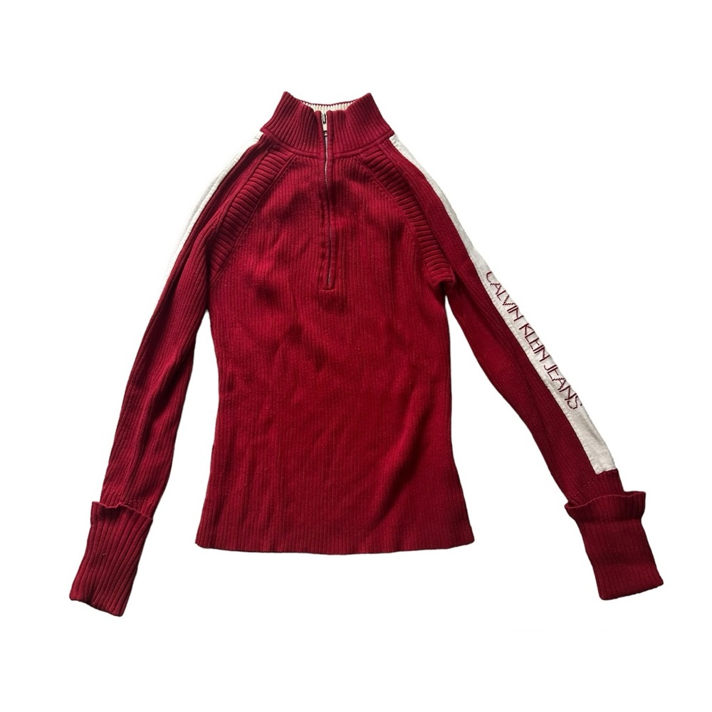 Calvin Klein Jeans Vintage Women's Red Long Sleeve Top